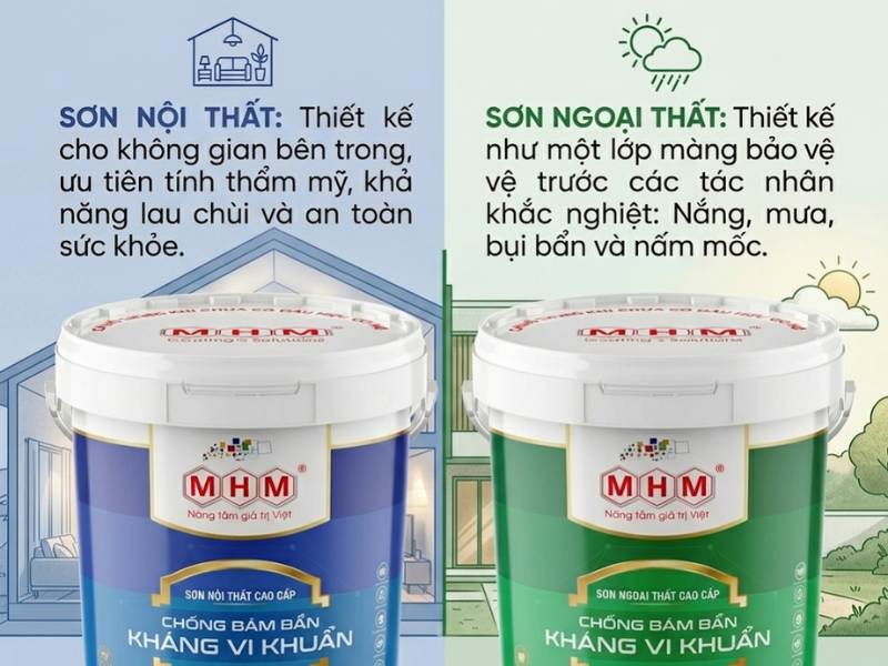 Sơn Nội Thất Có Thể Dùng Được Cho Ngoại Thất Không Và Ngược Lại? Giải Đáp Từ Chuyên Gia MHM Coatings