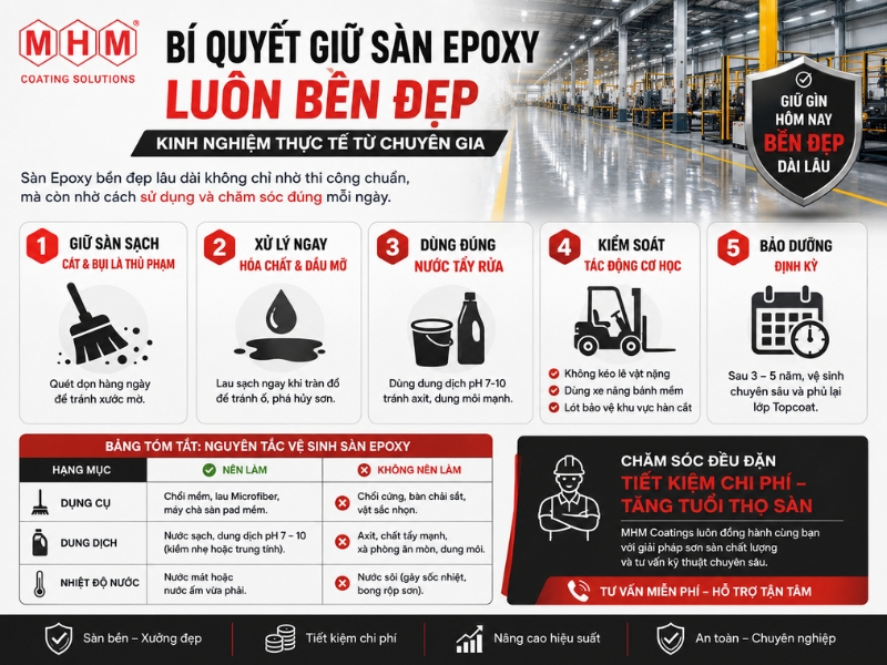 Bí quyết giữ sàn epoxy luôn bền đẹp