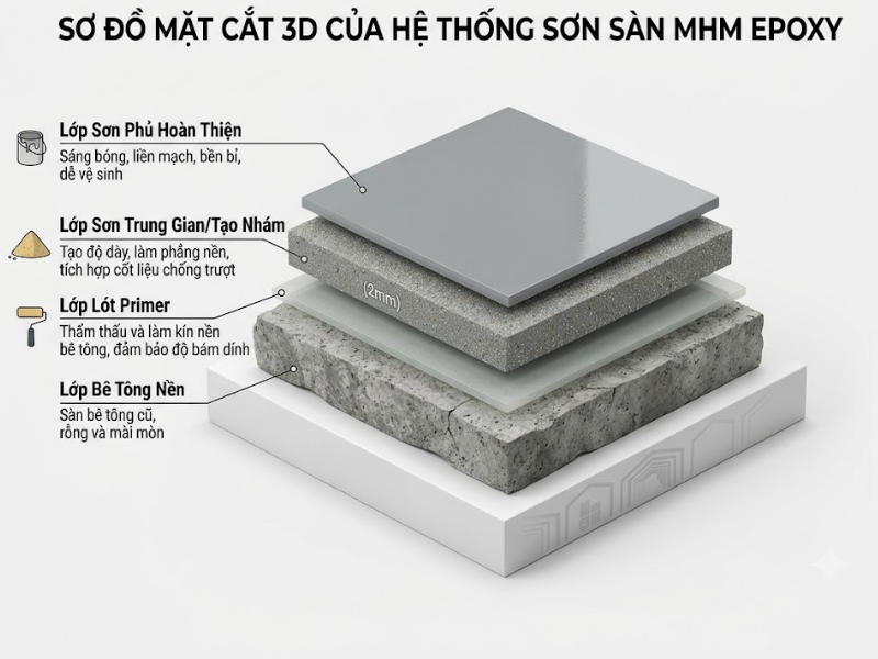 Chấm Dứt Nỗi Lo Bụi Bẩn Và Trơn Trượt Nhà Xưởng Với Sơn Sàn Epoxy Từ MHM
