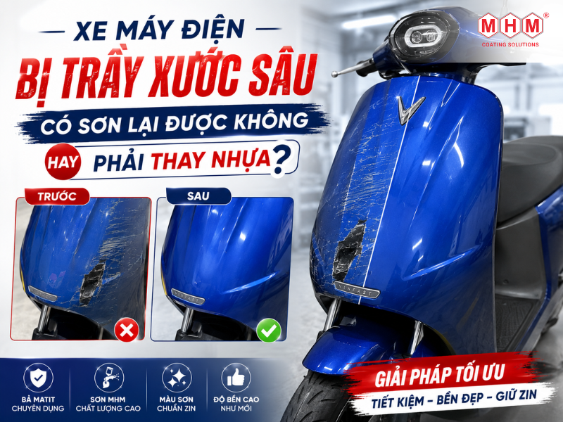 Xe Máy Điện Bị Trầy Xước Sâu Có Sơn Lại Được Không Hay Phải Thay Nhựa?