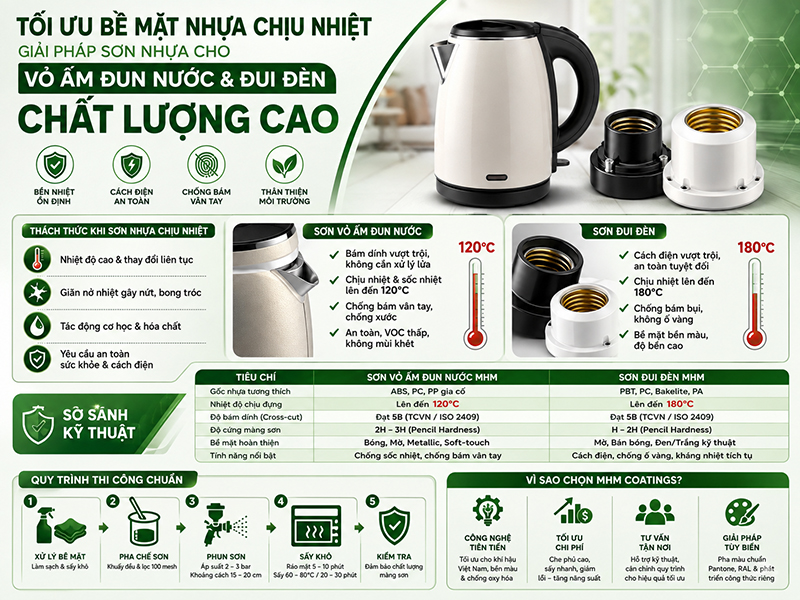 Giải Pháp Sơn Nhựa Cho Vỏ Ấm Đun Nước Và Đui Đèn Chất Lượng Cao