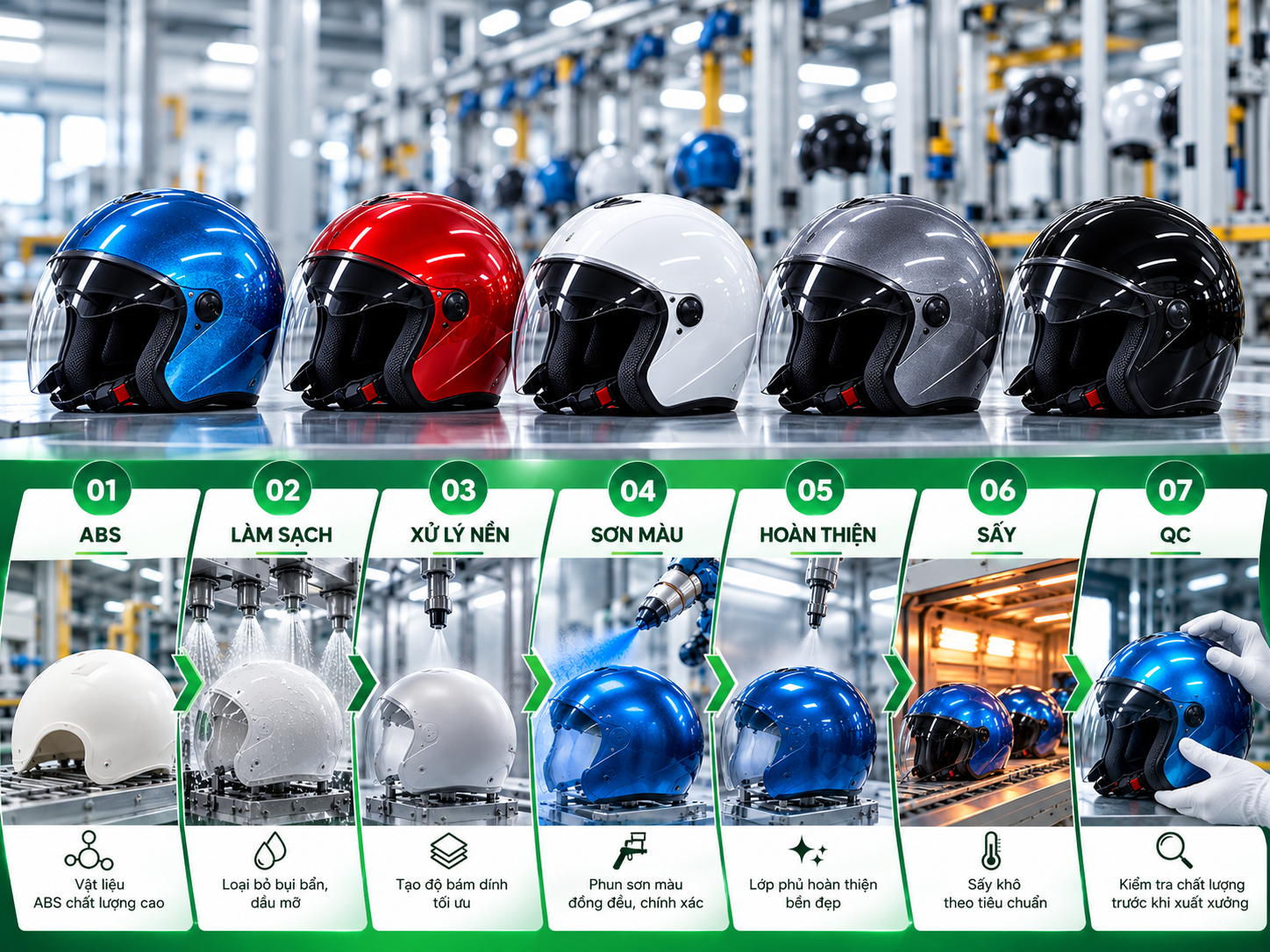 MHM Coatings - Giải Pháp Sơn Hệ Nước Cho Mũ Bảo Hiểm Nhựa Abs
